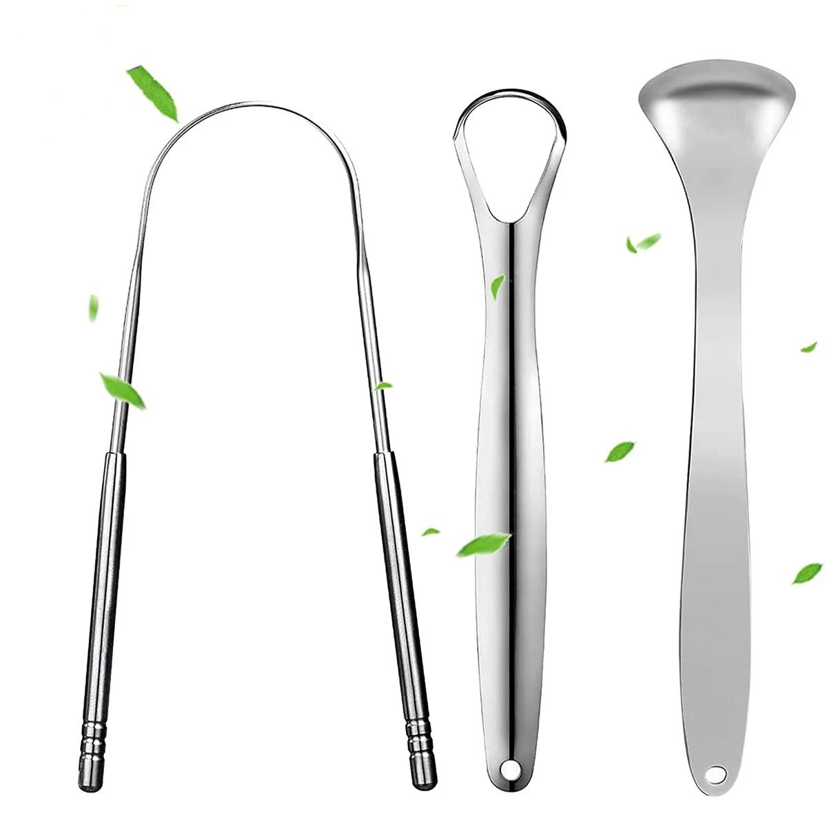 Tongue Scraper Metal - Premium 1pcs/3pcs Metal Tongue Scraper Cleaner