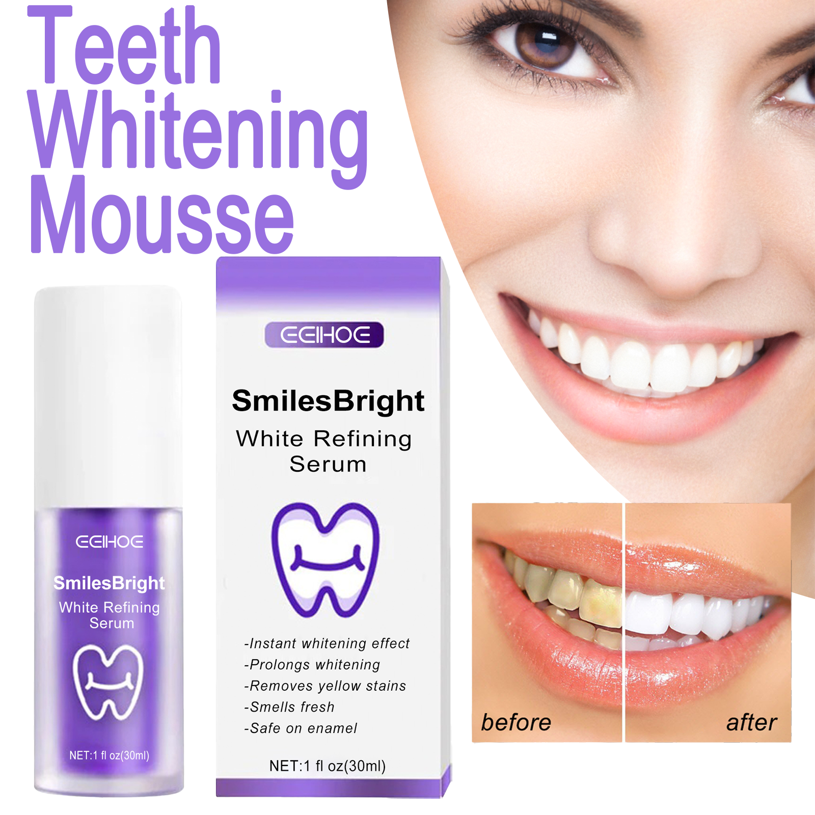 Teeth Whitening Xylitol - EELHOE Smiles Bright White Refining Serum