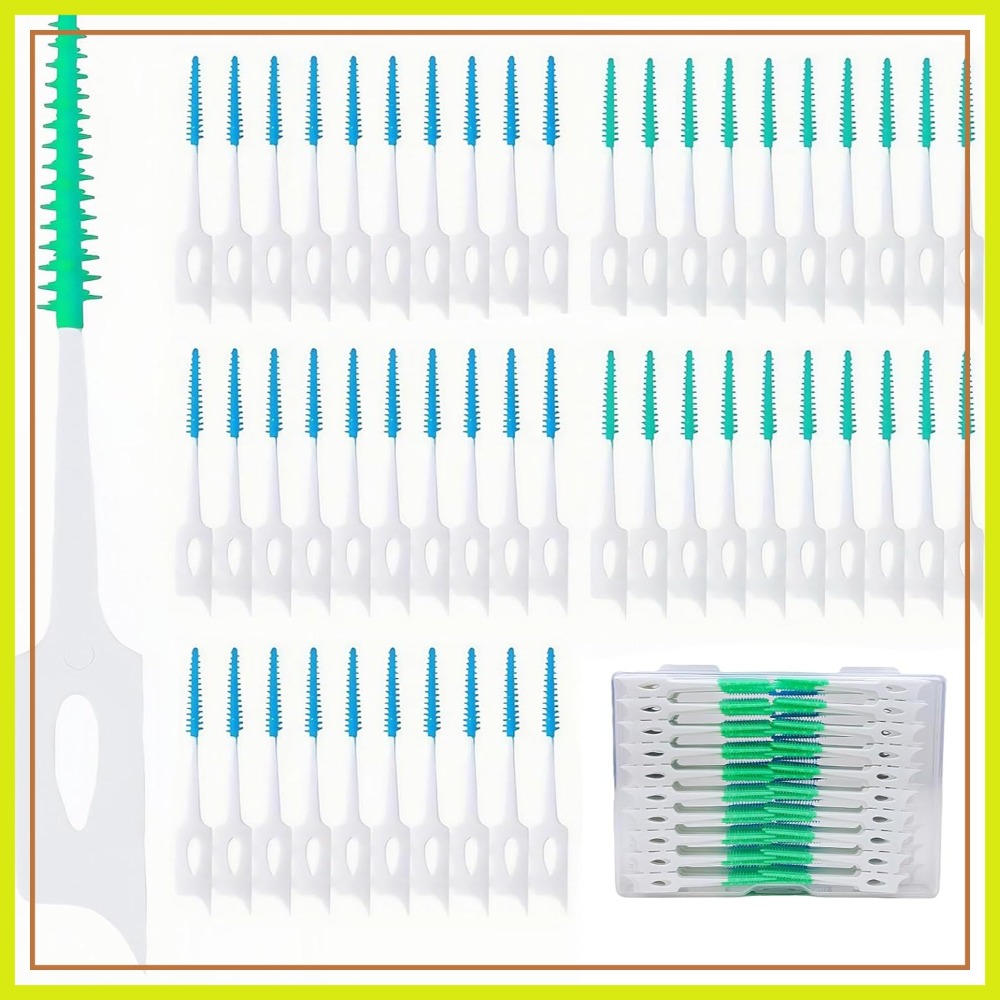 Dental Floss Picks - 300Pcs Dual-Use Interdental Brushes Soft Silicone,