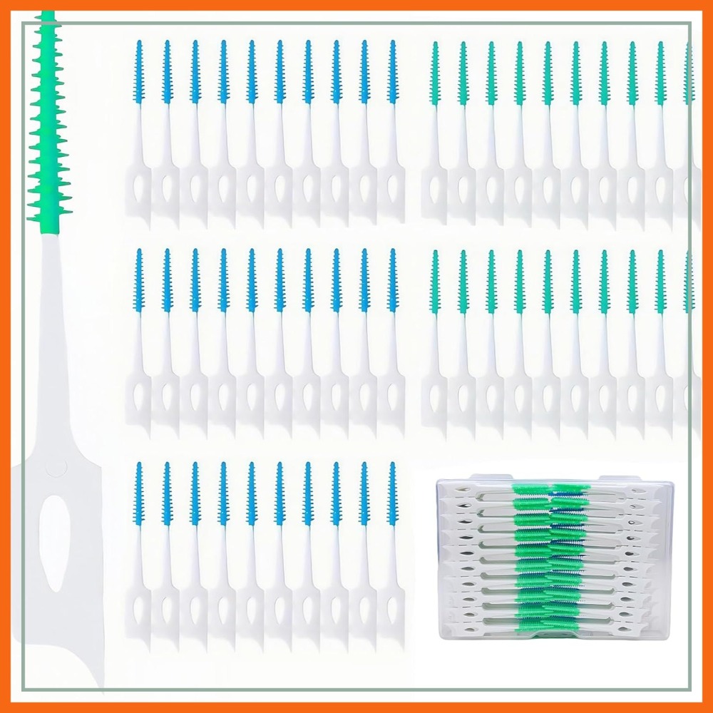 Dental Floss Picks - 300Pcs Dual-Use Interdental Brushes Soft Silicone