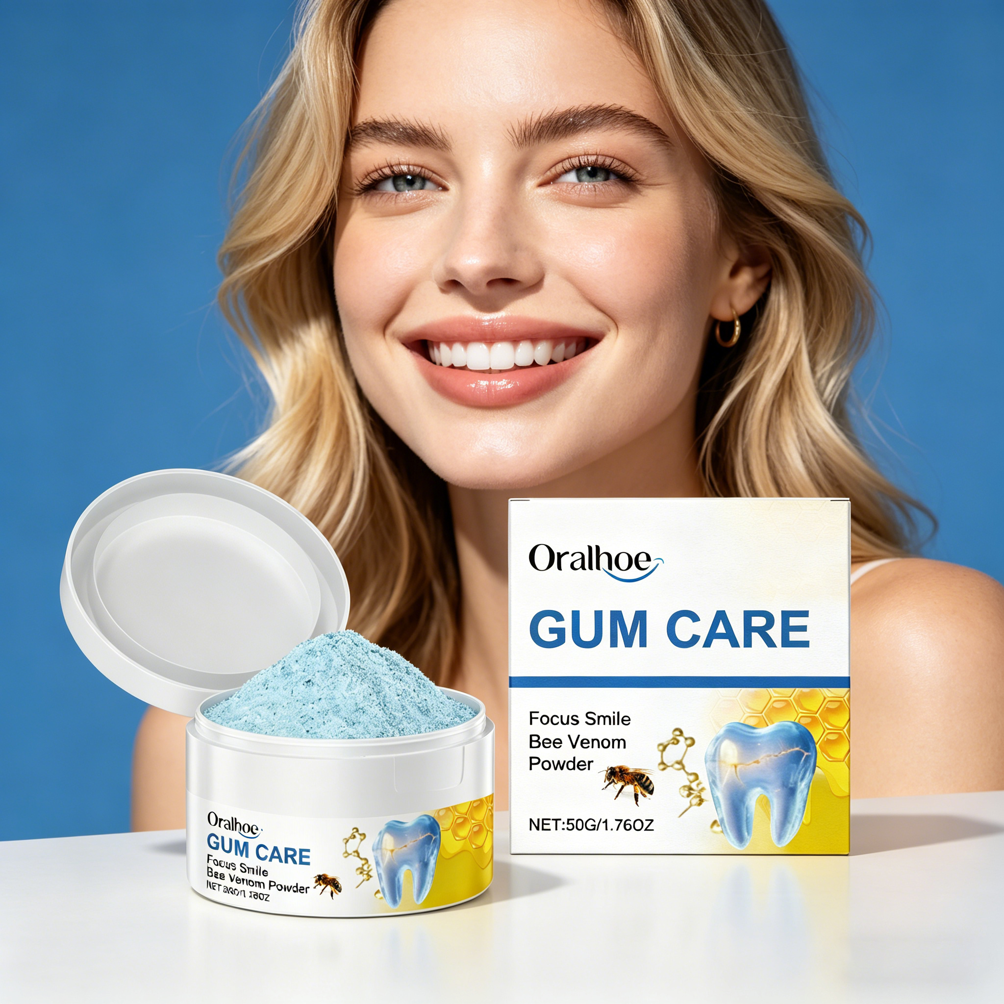 Teeth Paint Whitening - ORALHOE 50g Bee Venom Powder Relieve