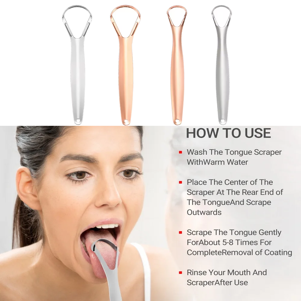 Tongue Scraper Metal - Stainless Steel Tongue Scraper Fresh Breath