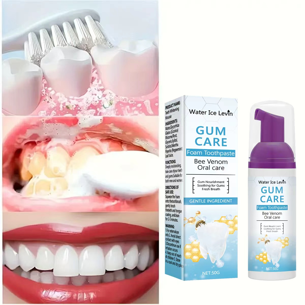 Water Ice Levin Gum Care Foam  - огляд і ціна Teeth Whitening Xylitol