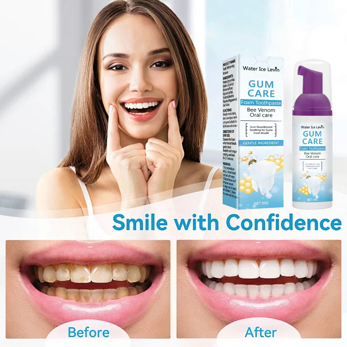 Water Ice Levin Gum Care Foam  - огляд і ціна Teeth Whitening Xylitol