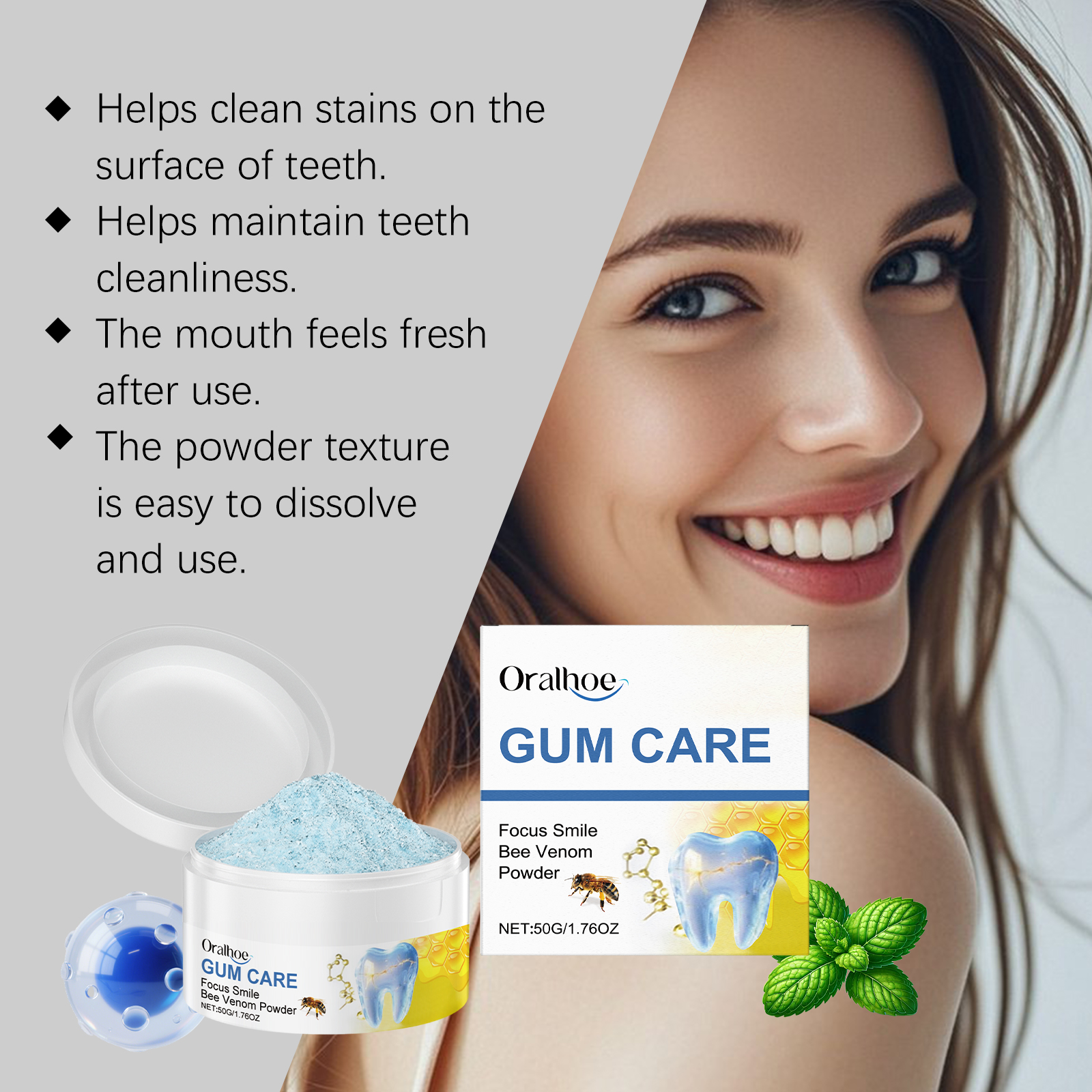 ORALHOE 50g Bee Venom Powder R - огляд і ціна Teeth Paint Whitening
