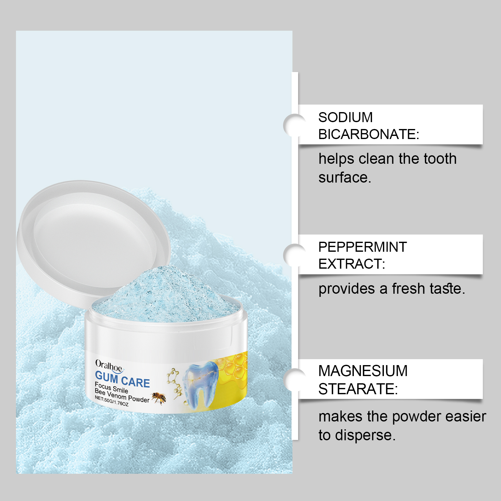 ORALHOE 50g Bee Venom Powder R - огляд і ціна Teeth Paint Whitening