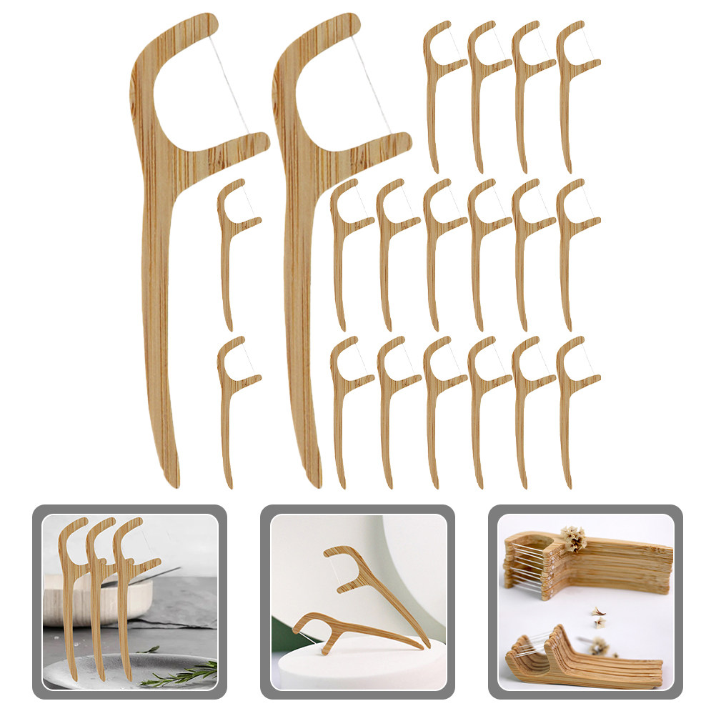 20Pcs Bamboo Floss Picks Dispo - огляд і ціна Dental Floss Picks