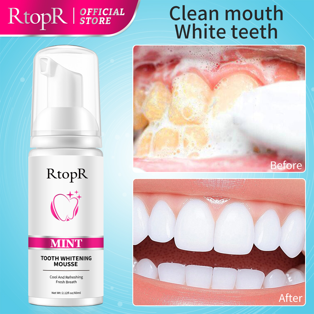 RtopR Mint Whitening Teeth Mou - огляд і ціна Teeth Whitening Xylitol